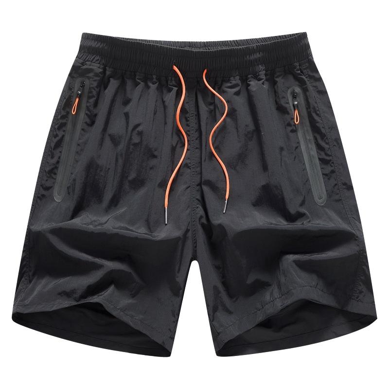 

Summer new men s casual shorts, beach shorts, quick-dry waterproof mesh quarter-length shorts S чёрный