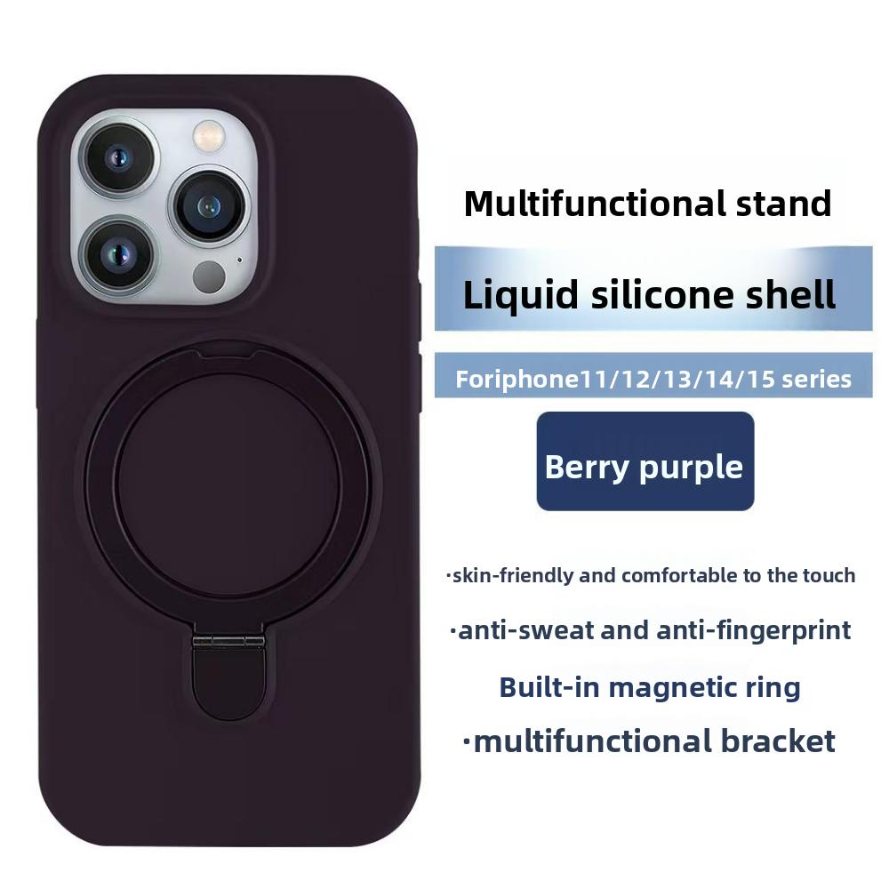 Compatible with Apple IPhone 15 Pro Max, Magnetic Stand, Liquid Silicone Phone Case, IPhone 17 with Support Point Protective Case