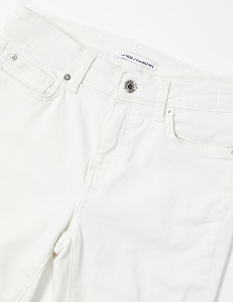 Amazon Essentials Stretch Skinny Sizes Women's Mid-Rise Jeans, White, S-M