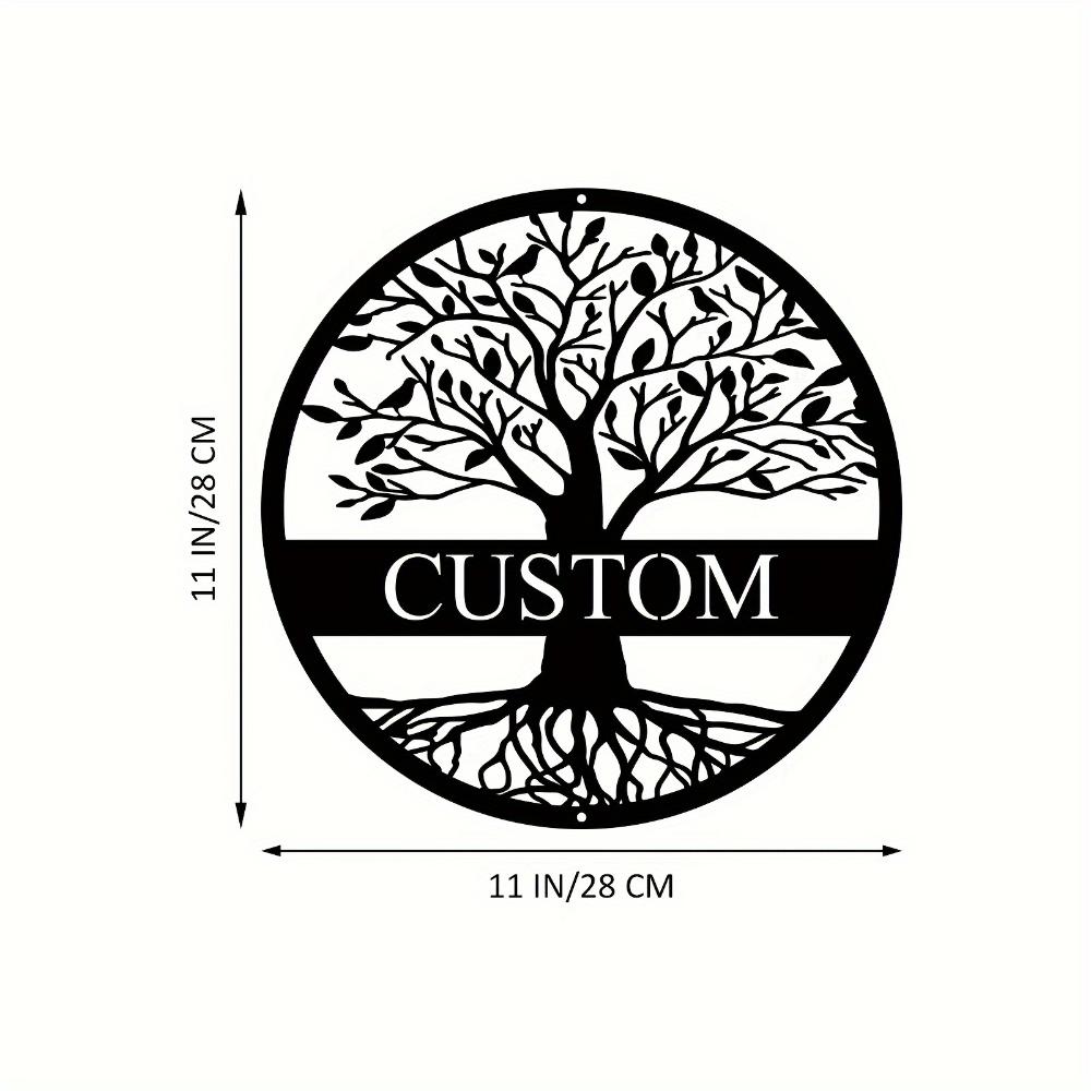 Metal Wall Art Tree of Life Custom Surname Sign for Home Garden Wedding Gift