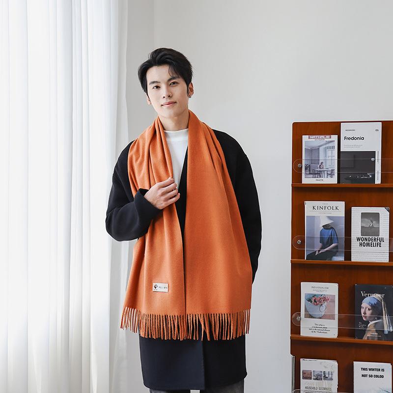 Cashmere Scarf Shawl High End New Wool Scarf Women's Winter Thickened Solid Color Scarf for Men
