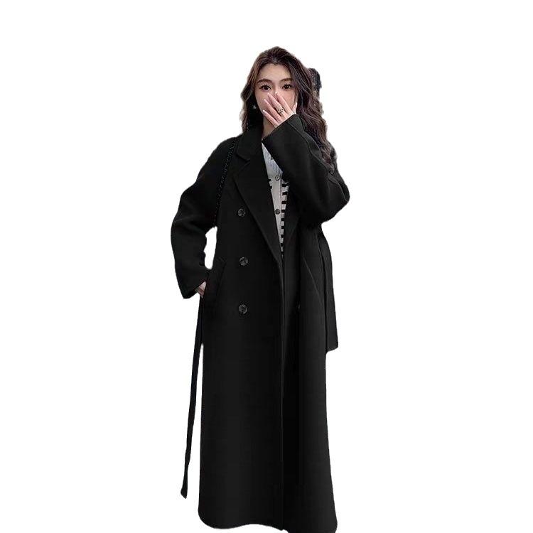 Fashion Design Women's Double-breasted Tweed Coat Design Sense of Autumn and Winter Tweed Jacket Female Medium-length Tide
