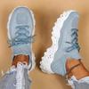 Women's Breathable Woven Sneakers Comfortable Lightweight Design Lace-Up Sock Shoes for Casual or Athletic Wear