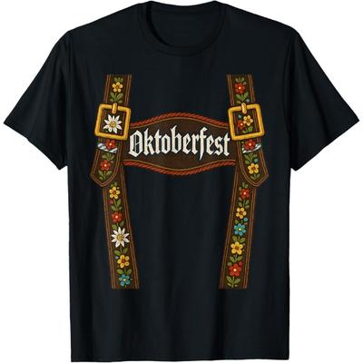 Oktoberfest Lederhosen Suspenders Vintage Graphic Tee T-Shirt