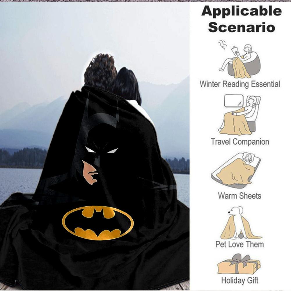 1pc Batman Symbol Flannel Throw Blanket - HD Printed Lightweight Soft Warm All-Season Blanket for Sofa, Bed, Travel, Camping 121