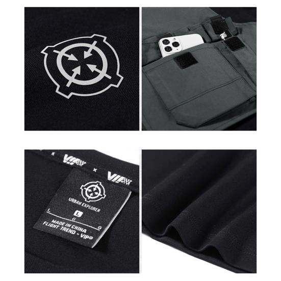 Camicia da uomo Decorazione con cerniera Fresca Tasche staccabili Stile giovane Tessuto morbido Scollo a O Ampia Hip Hop Stile Girocollo Top da uomo Abbigliamento maschile
