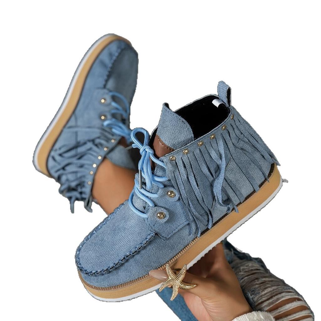 Modische neue runde Zehenpartie, bequeme dicke Sohle, rutschfeste, lässige kurze Stiefel, Winter Wildleder Übergröße Reiterstiefel für Damen