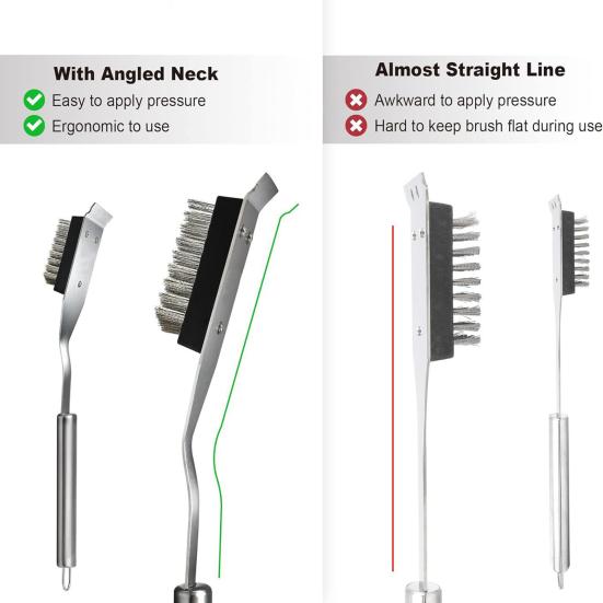 Outdoor Camping Grill Brush with Scraper Long Handle Design Rustproof Heat-Resistant Hard Bristles BBQ Grill Cleaning Brush