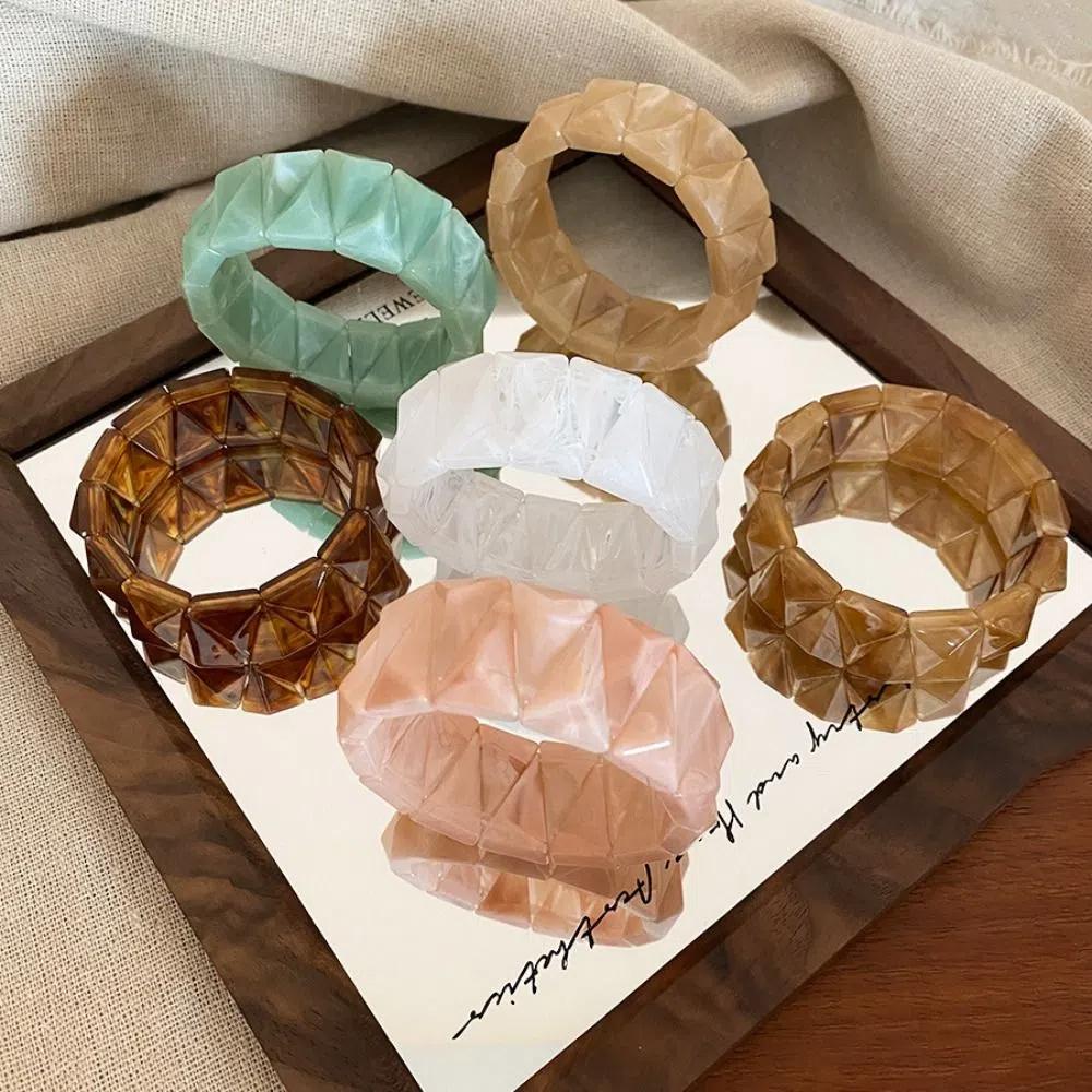 Smudging Acrylic Bangle Bohemian Retro Hand Ring Temperament Irregular Wide Bracelet Friend Gift