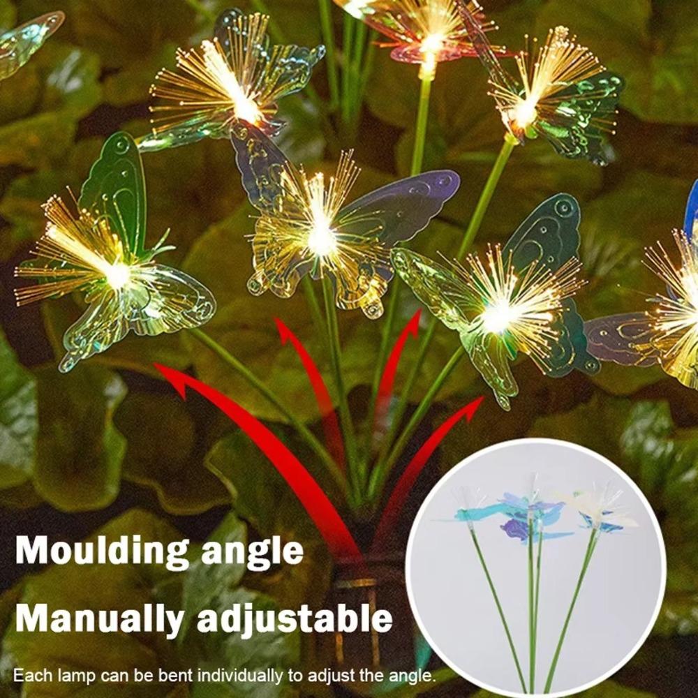 Outdoor Garden Decor LED Solar Butterfly Lamp Butterfly Fiber Optic Light  For Garden Ambiance
