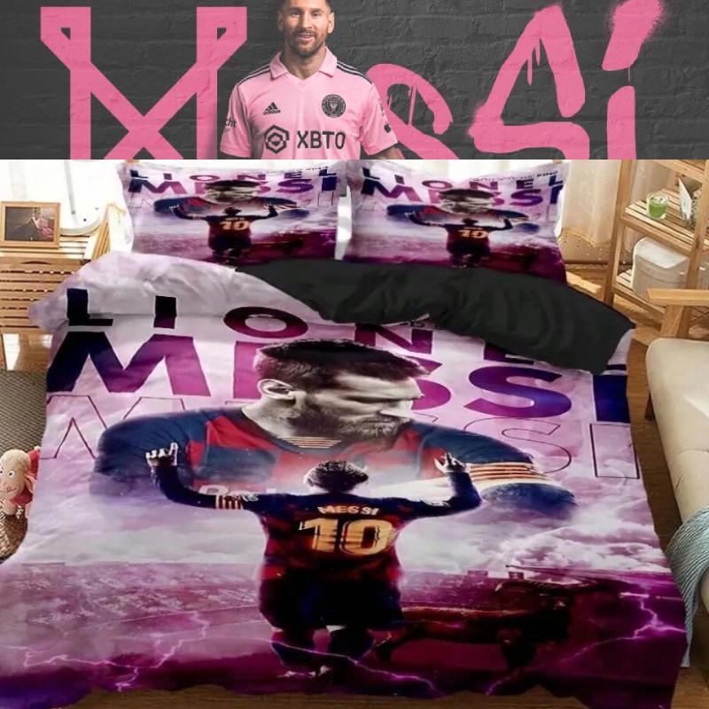 Fußball-Superstar Messi Muster Bettbezug Kissenbezug Bettwäscheset Junge Für