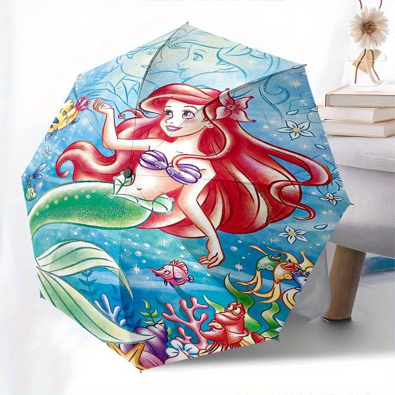 Mermaid,Ocean Themed Automatic Opening and Closing Folding Umbrella, Reinforced 8 Ribs, Compact Travel Design, Fashionable Folding Umbrella,