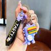 Quirky Dinosaur Keychain Adorable Eating Hamburger Cartoon Rubber Figure Key Accessory