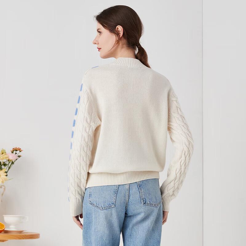 Zhaojun Women's Autumn/Winter Pure Cashmere Plaid Mock Neck Sweater