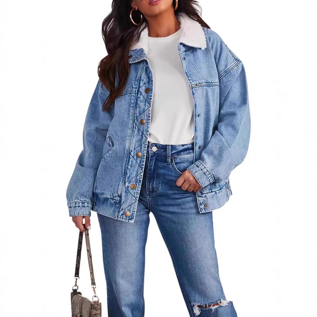 2025 New Arrival European Style Women's Winter Chic Denim Jacket – Fashionable & Age-Reducing