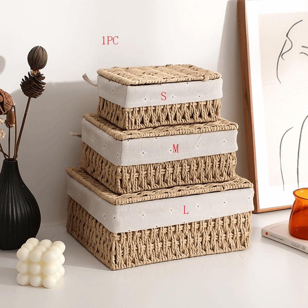 Hand Woven Laundry Hamper Bohemia Storage Basket Rustic Wicker Storage Baskets Desk Decoration
