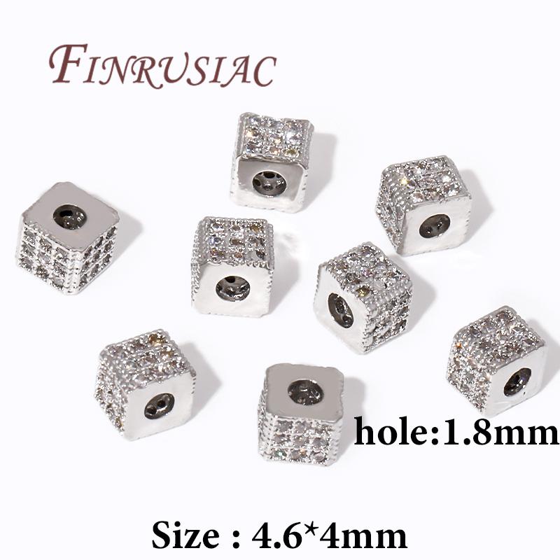 

18K Gold Plated Brass with Zircon Square Spacer Beads For Bracelets DIY Jewelry Making Supplies,Separators For Beads 2 pieces