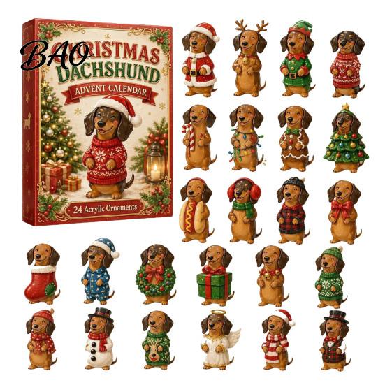 Christmas Advent Calendar 2026 Dog Calendar, 24-Day Acrylic Ornament Set with Mini Puppy Kids Gifts Figures, 2D Flat Tree Hanging Countdown
