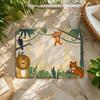 Jungle Animal Theme Design Floor Mat Flannel Rug Non Slip Absorbent Soft Washable for Entryway Hallway Bathroom Kitchen Decor