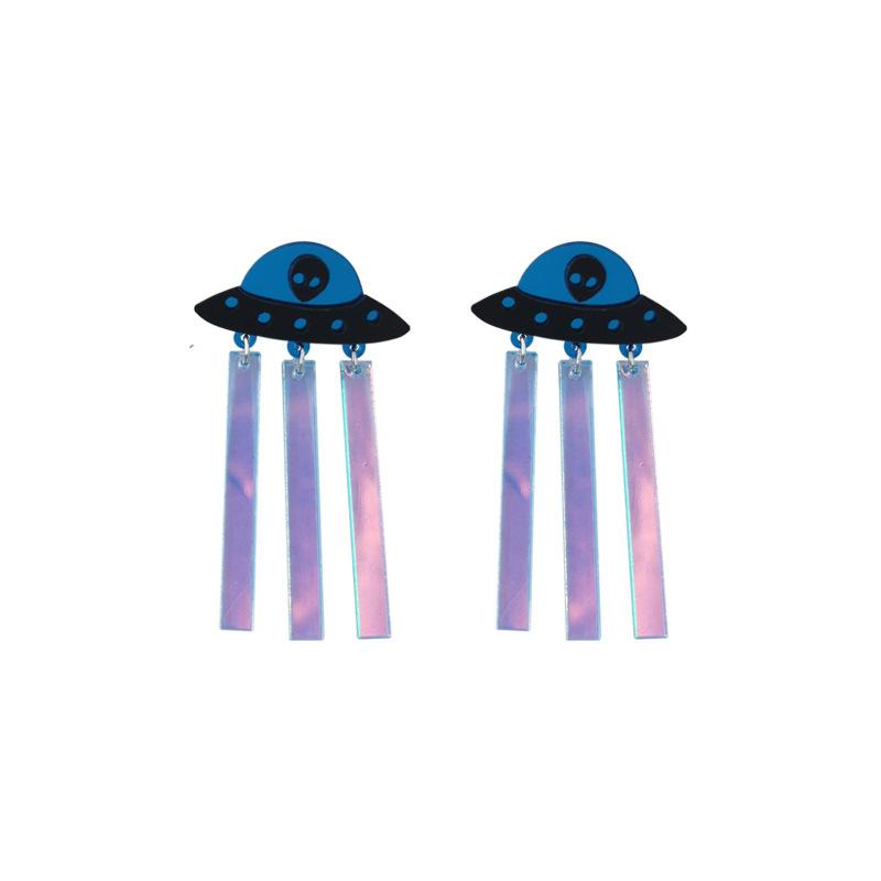 

Laser Acrylic Jellyfish Goldfish Earrings for Women Creative Iridescent UFO Feather Tassel Earring Funny Jewelry Birthday Gift
