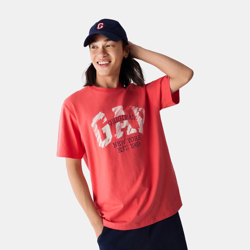 Gap Unisex 2025 Spring Logo Print Crewneck T-Shirt Style 725626