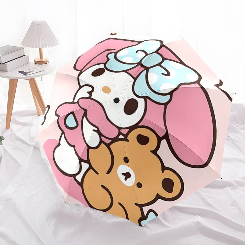 1pc My Melody Automatic Opening/Closing Umbrella with Cute Bow Design - Portable Folding Design, 8-Bone Iron Frame Outdoor Umbrella for Fans, Traveler