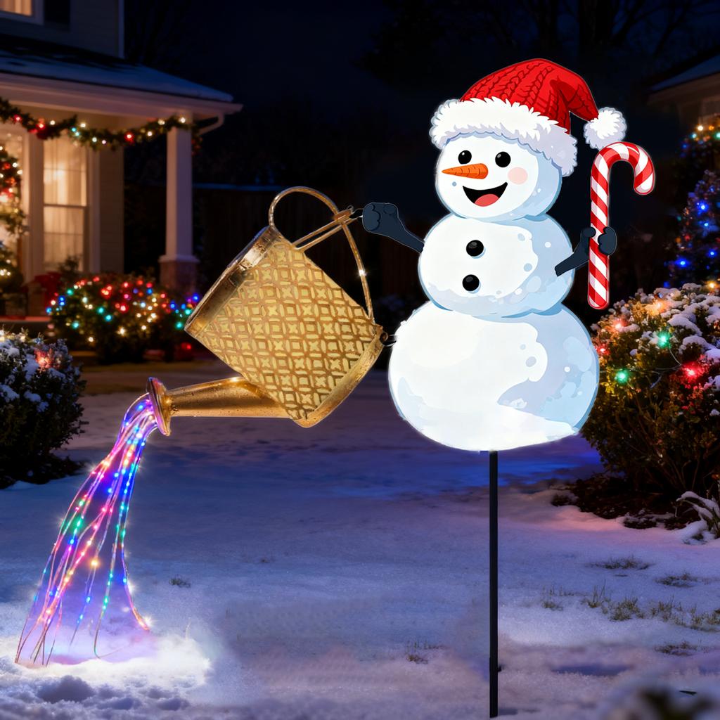 Lampă Cascadă Moș Crăciun cu Energie Solară Decor Grădină Exterior Decorațiune Metalică Iluminare Automată pe Timp de Noapte Tematică de Crăciun