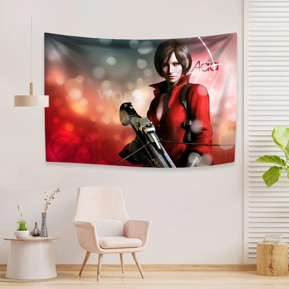 Classic Horror Game Character Tapestry Ada Prints Home Decor Aesthetics Wall Hanging Bedroom Dormitory Backdrop Covering Banner