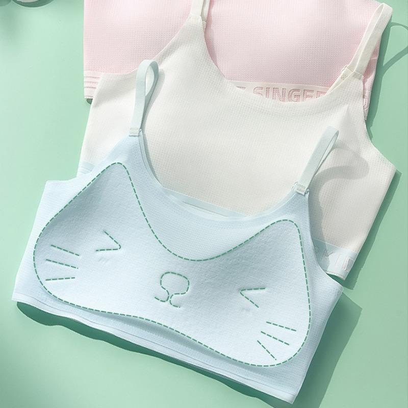 Seamless Soft Training Vest for Growing Puberty GirlsThin Adjustable Shoulder Straps Comfort Developmental Underwear for Kids 10-16 Years Old