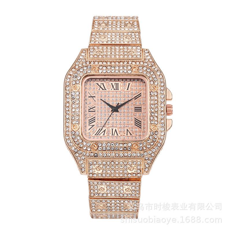 Square Starry Sky Steel Band Diamond Embellished Quartz Watch For Men