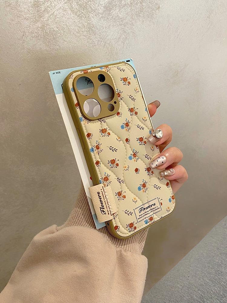 Fashion Flowers Soft Silicone Leather Case For iPhone 16 17 Pro Max 15 14 13 12 11 Shockproof Phone Cover