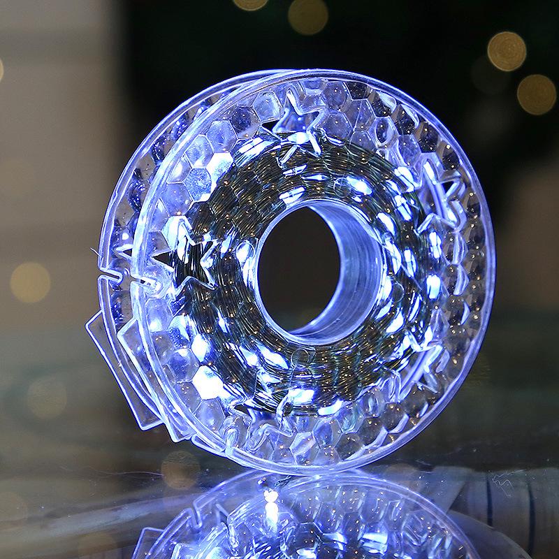 Fjernstyrt juletre LED stjernelys - Grønn ledning, kobberranke, utendørs høytidsdekor