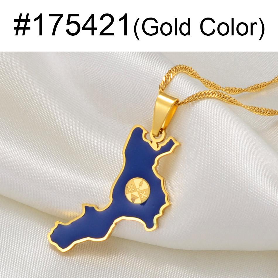 Anniyo Calabria Italy Map Charm Pendant Necklaces Italian Jewelry for Women Girls #175421 45cm or 17.7 Inches