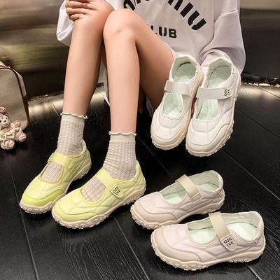 Sneakers  Autumn New Velcro  Shoes Breathable Hollow Bag Head Shoes Casual Mary Jane Shoes Women