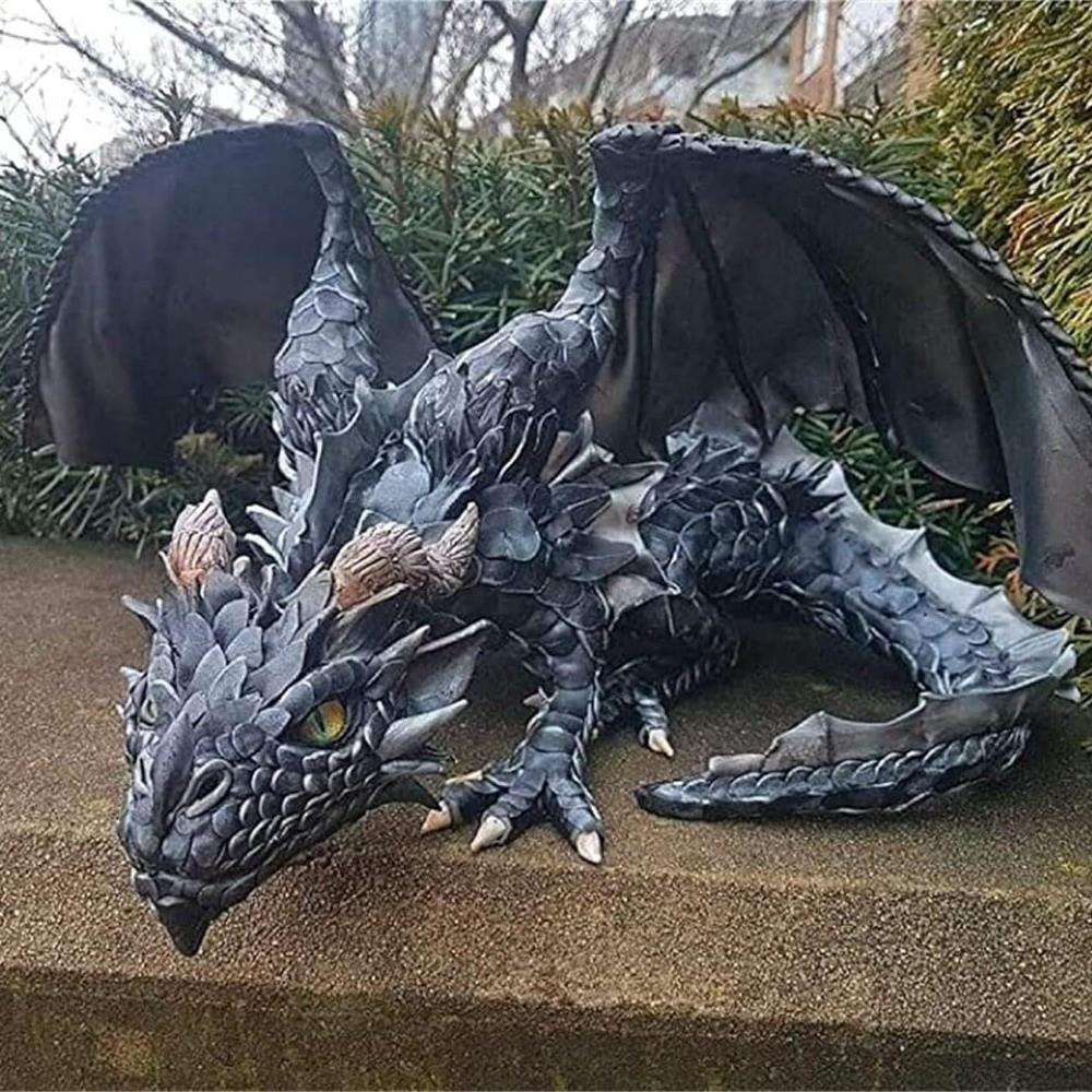 Gothic Black Dragon Sculpture Large Size Dragon Decoration Dragon Ornaments  Gifts