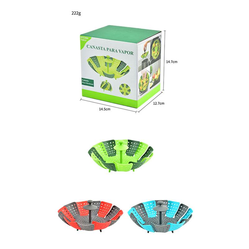 Cookware Plastic Steaming Food Basket Mesh Silicone Faucet Steamer Folding Food Vegetable Vapor Cooker Dish Foldable Steamer