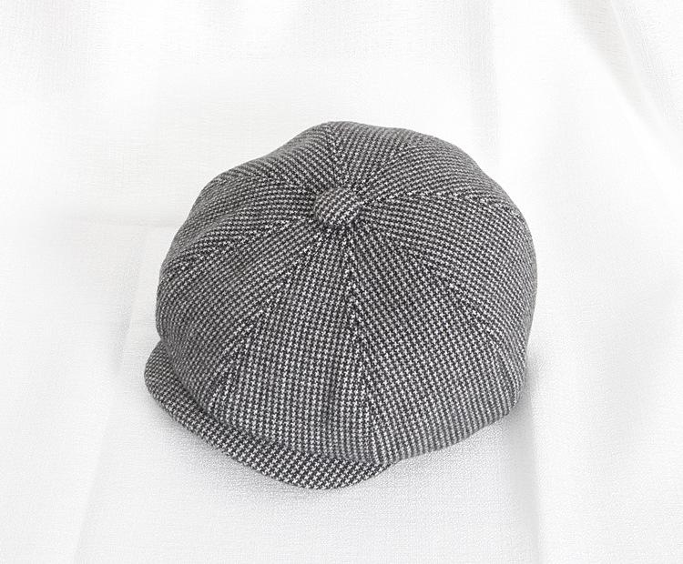 Spring and Autumn Children's Forward Cap Foreign Style Thousand Birds Grid Painter Beret Boys Octagonal Newsboy Cap Cap