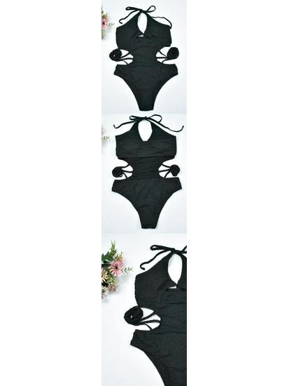 2025 European & American Women's Sexy Tummy Control One-Piece Swimsuit with Hollow Out Design