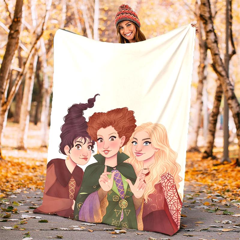 Hocus Pocus Flannel Blanket Soft Warm All-Season Throw, Design for Camping, Car Travel, Hiking Sofa, Bed, Office Perfect Gift for Parties