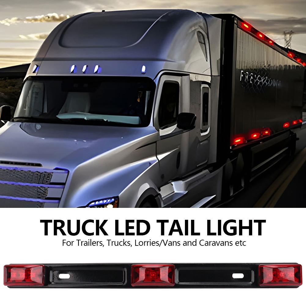 12V 15" 9LED Car Side Marker Signal Lamp Universal Warning Light Indicator Pickup Truck Rear Tail Light Bar Red Bracket Light