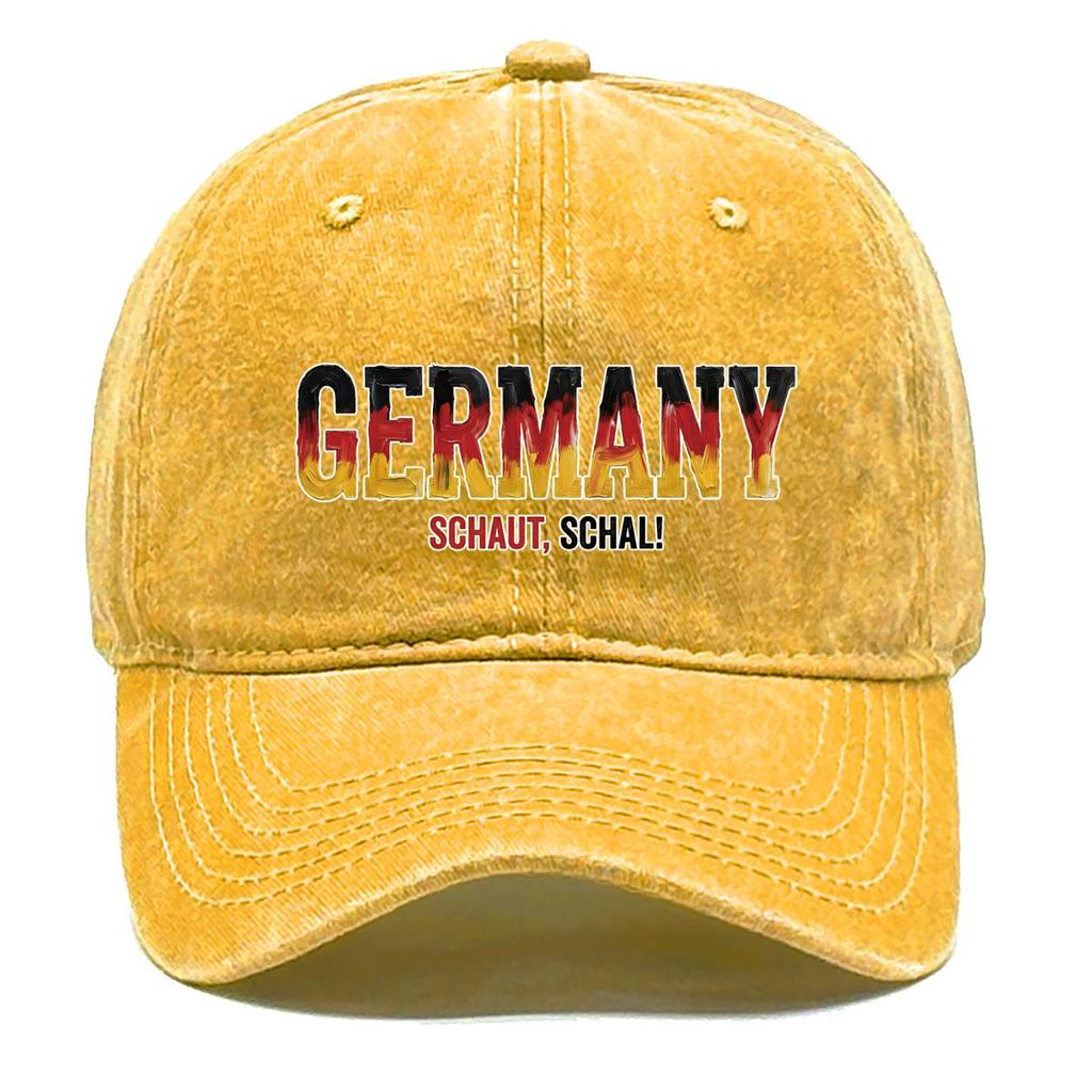 Baseball Hat With "GERMANY" "SCHAUT, SCHAL" Flag Printed , Adjustable Sun Hat Sporting Fashion Raw Brim Cozy Dad Hat