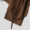 INCERUN Men Elastic Waist Irregular Layers Fake Two-piece Casual Loose Pants Trousers