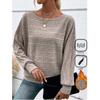 Autumn Winter T-shirt Comfortable Casual Solid Color Long Sleeved Round Neck Patchwork Pullover Top T-shirt Women