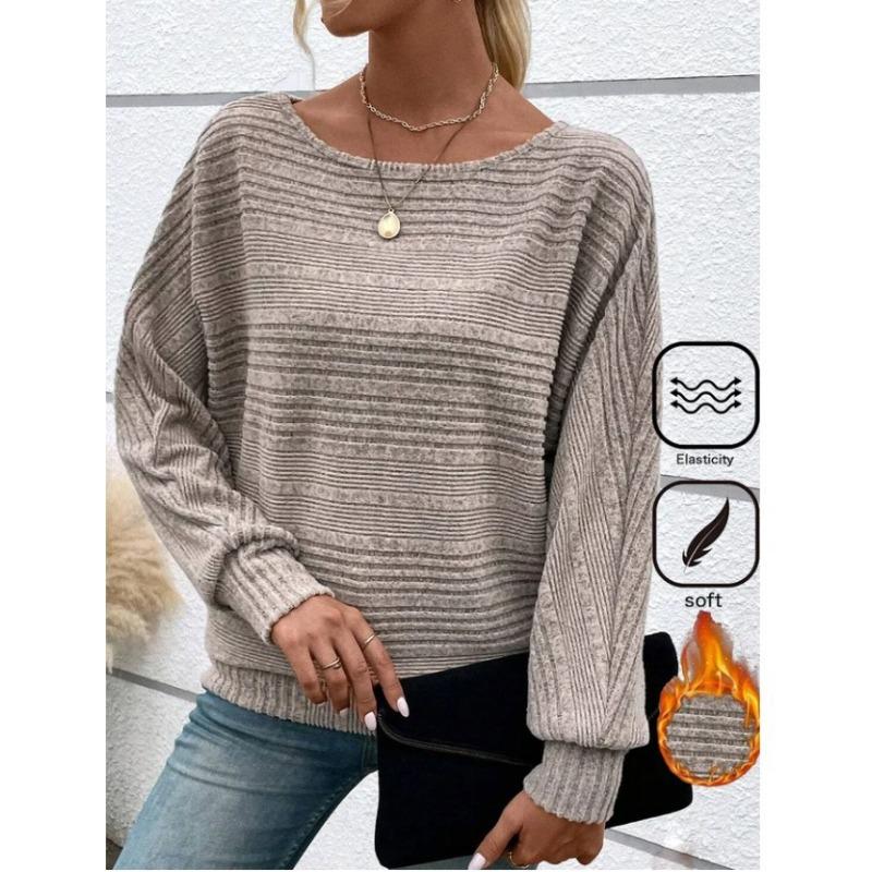 Autumn Winter T-shirt Comfortable Casual Solid Color Long Sleeved Round Neck Patchwork Pullover Top T-shirt Women