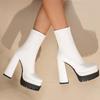 Sexy Platform Women's Ankle Boots Stripper Gothic High Heels Ankle Boot For Women Black White Party Fetish Shoes Large Size 45