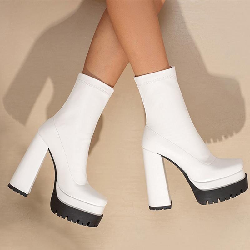 Sexy Platform Women's Ankle Boots Stripper Gothic High Heels Ankle Boot For Women Black White Party Fetish Shoes Large Size 45