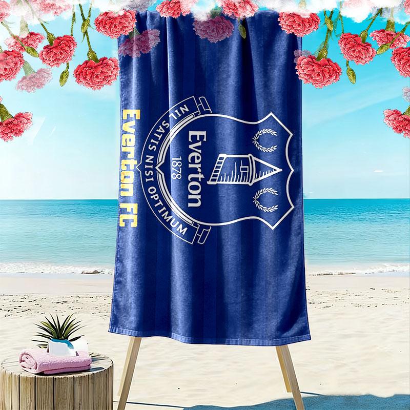 Ręcznik plażowy z nadrukiem Everton FC, Duży miękki szybkoschnący ręcznik na plażę, kemping, basen