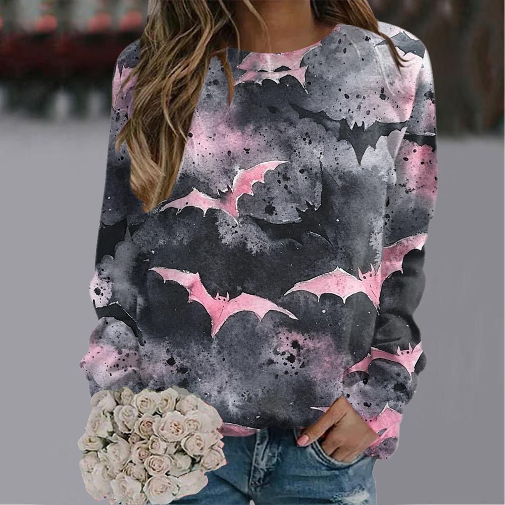 Women s printed round neck long sleeved shirt XS