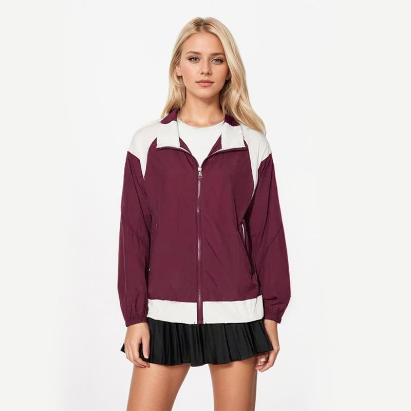 

Женская повседневная осенняя куртка с яркими цветными лацканами и длинными рукавами, защита от солнца XL бордовый