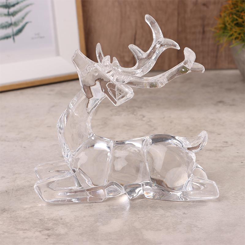 1Pc  Deer Figurines Desktop Ornament Transparent Elk Reindeer Sculpture